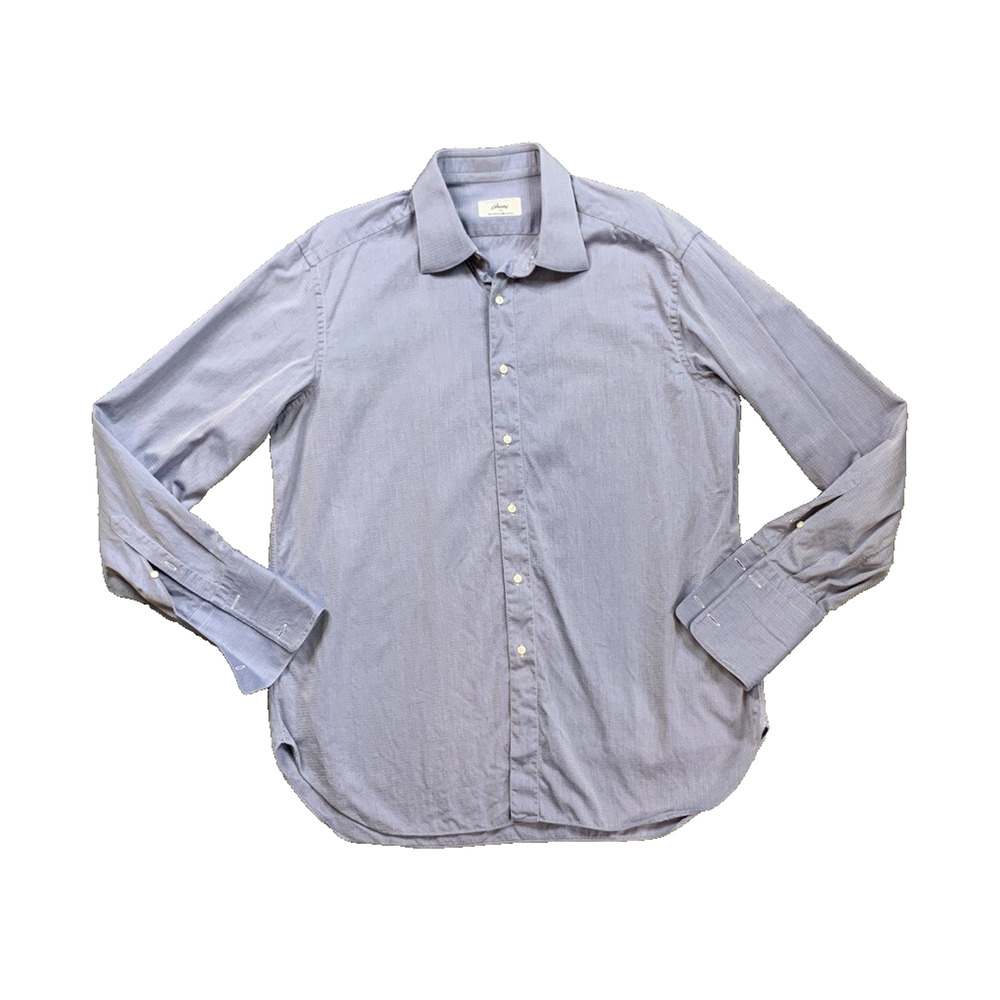 Vintage Brioni Shirt Mens Large Regatta Blue Cotton French Cuff Dress Made Italy